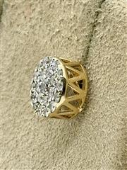 Single Gold Diamond Earrings 22 Diamonds .88 Carat T.W. 14K Yellow Gold 1g
